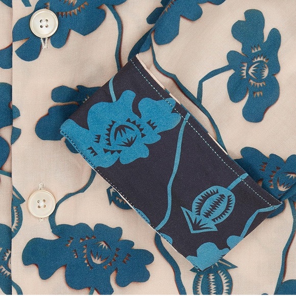 PS PAUL SMITH Floral Print Men's Shirt - Blue and Cream - Picture 2 of 6